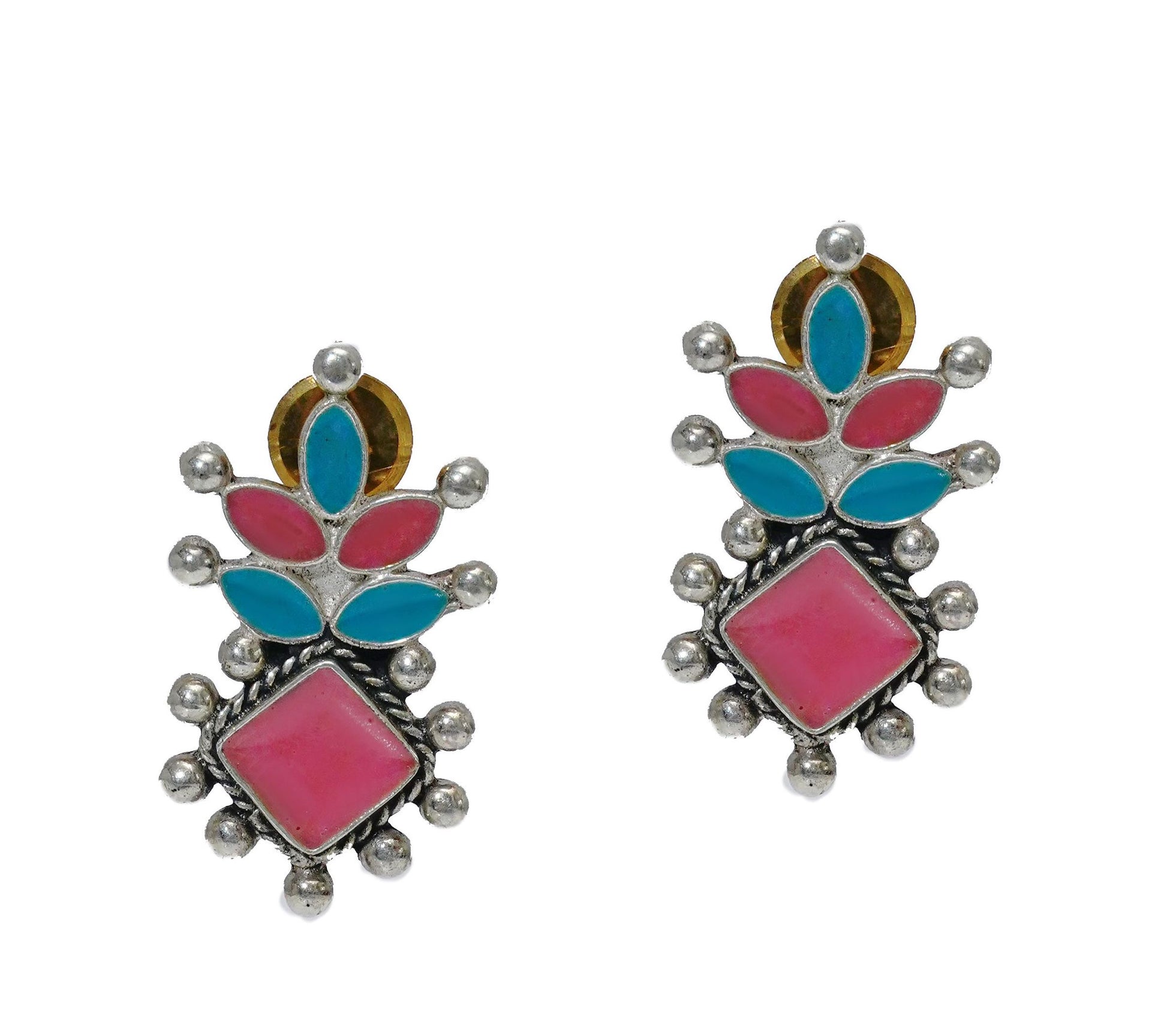 925 Silver Earrings with Multicolor Gemstones - Neeta Boochra Jewellery