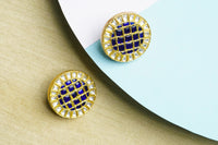 925 Silver Gold Plated Button Shaped Stud Earrings view 2