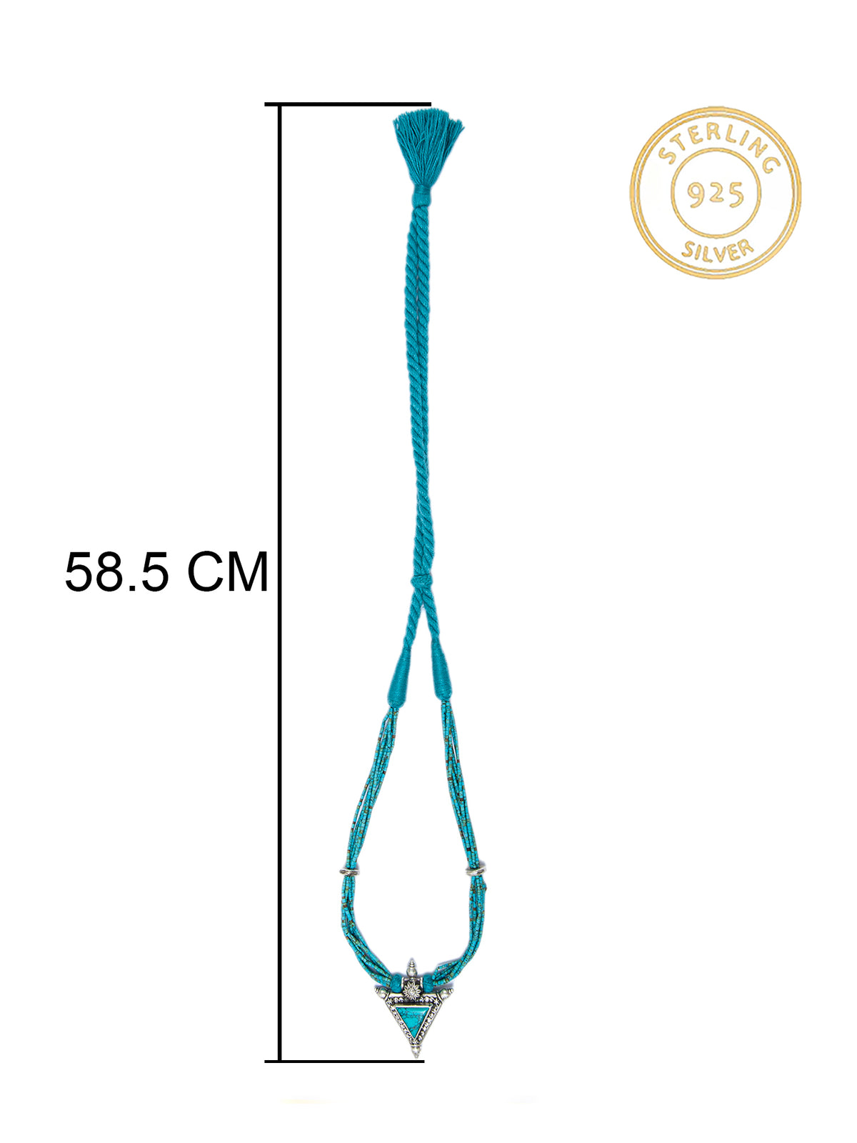 925 Sterling Silver Necklace with Turquoise Beads view 4
