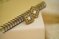 925 Silver Gold Plated Studs with Natual Green Gemstones view 1