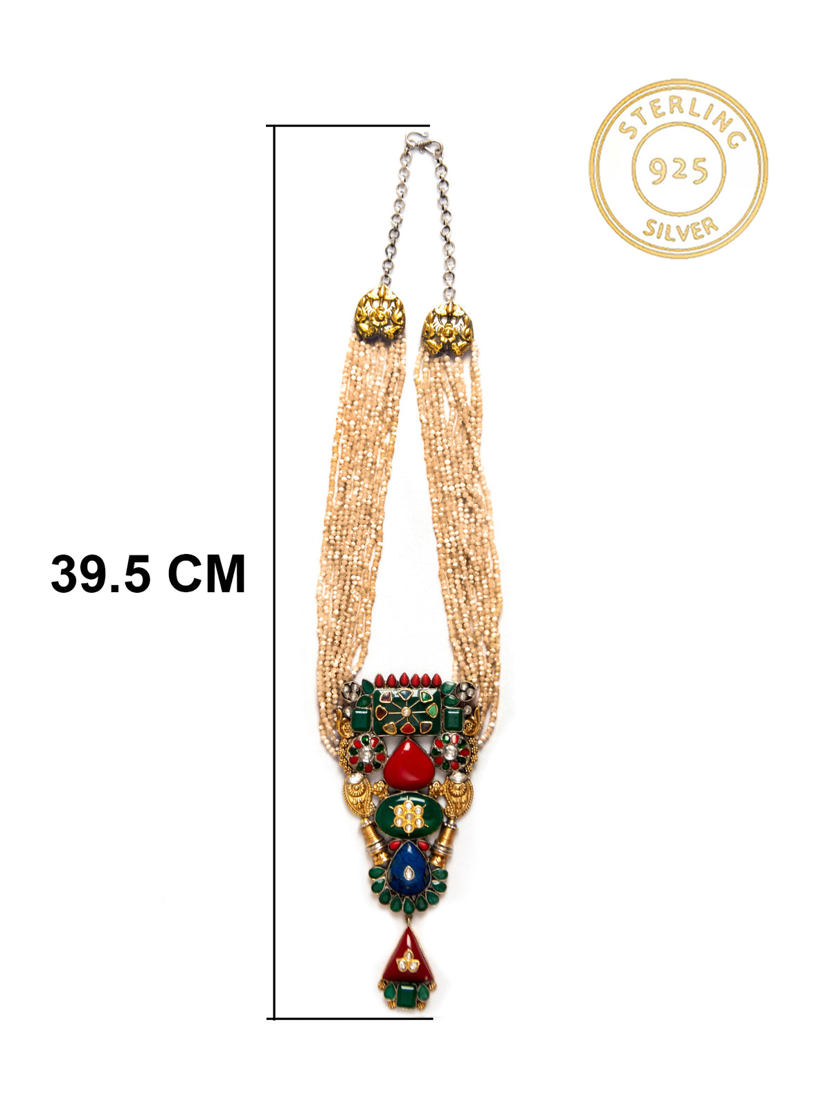 Svarnam Fusion Statement Necklace with Natural Stones view 6