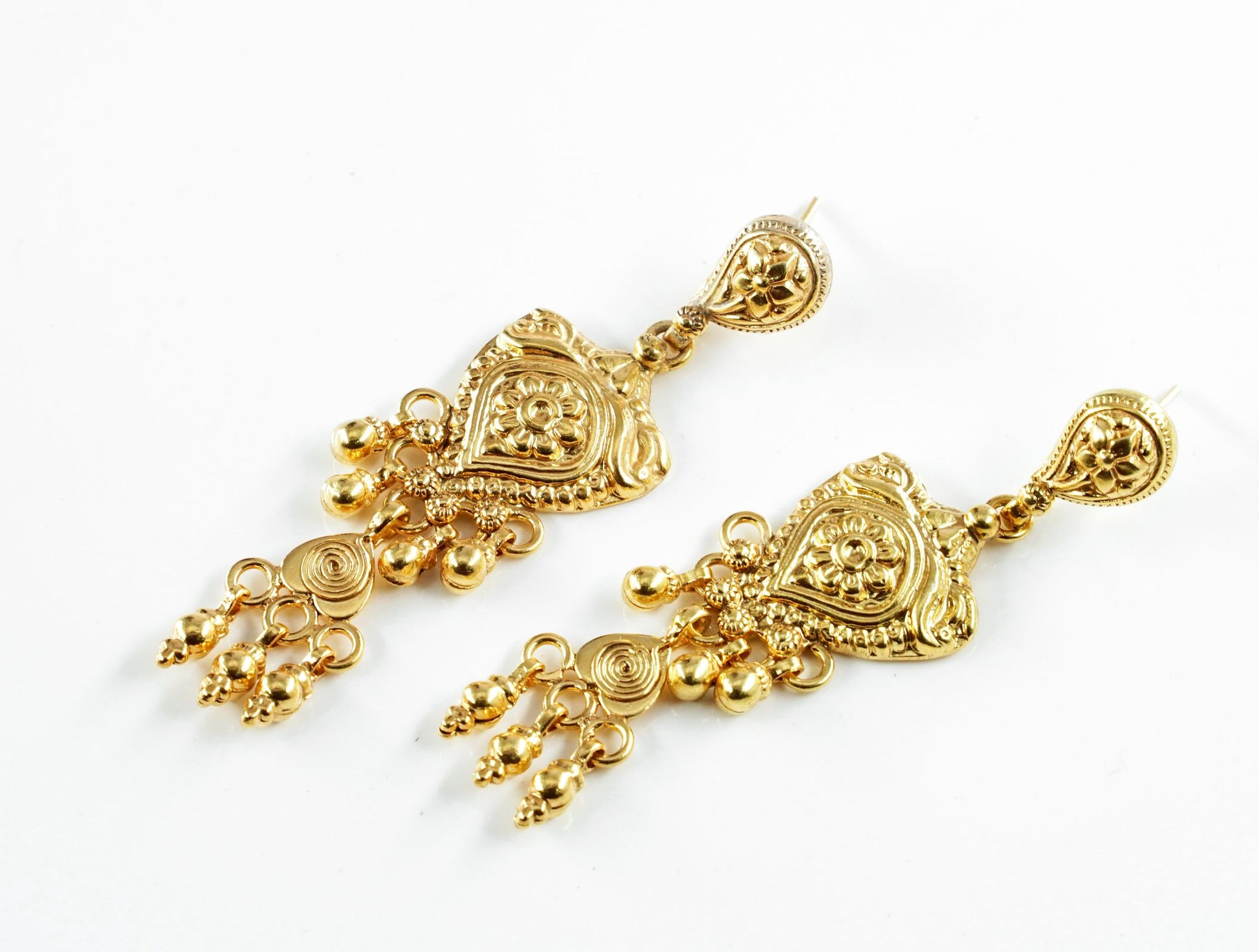 Floral Gold Earrings - Neeta Boochra Jewellery
