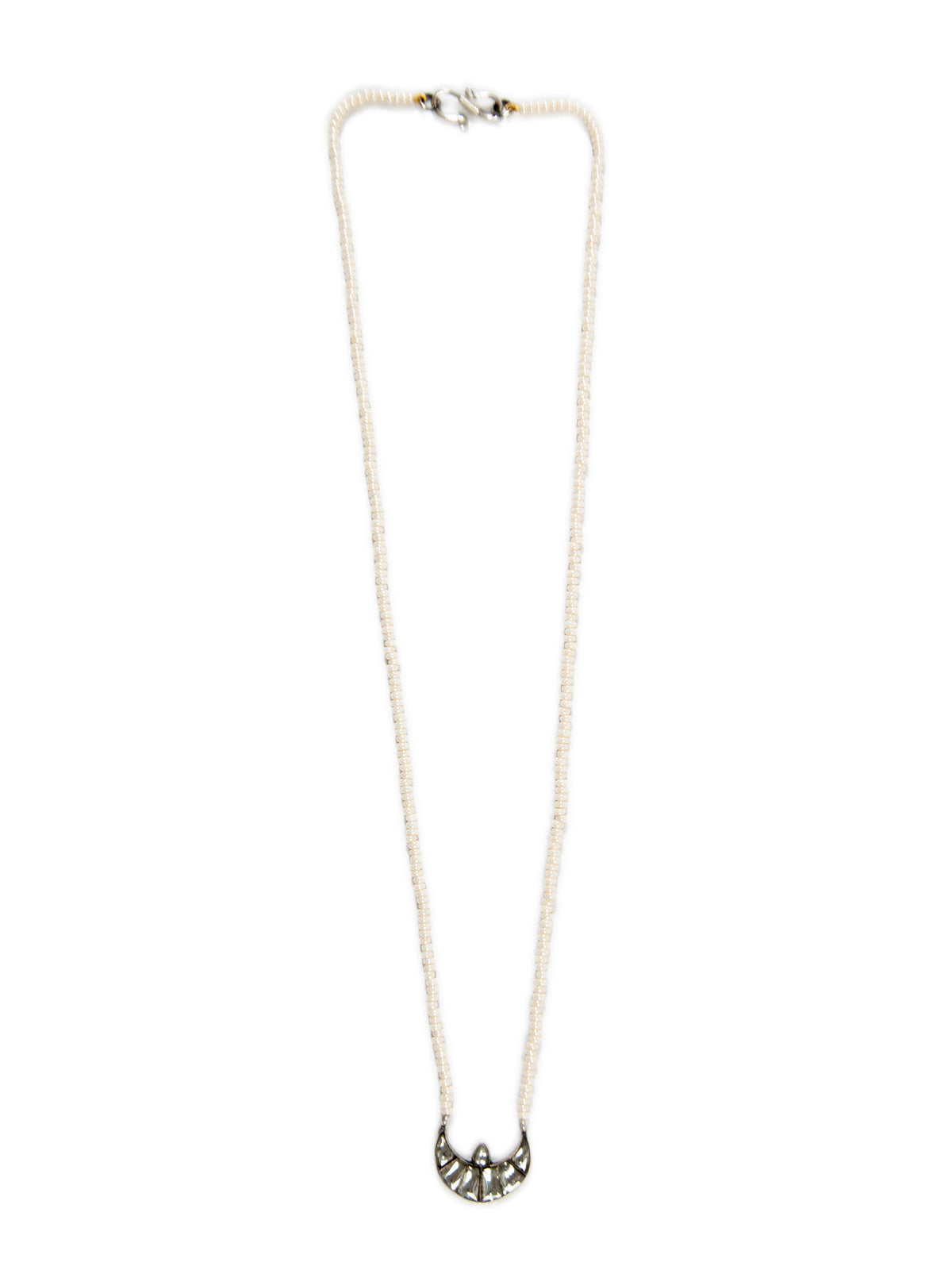 Silver Chaand Kundan Necklace with Pearl view 7