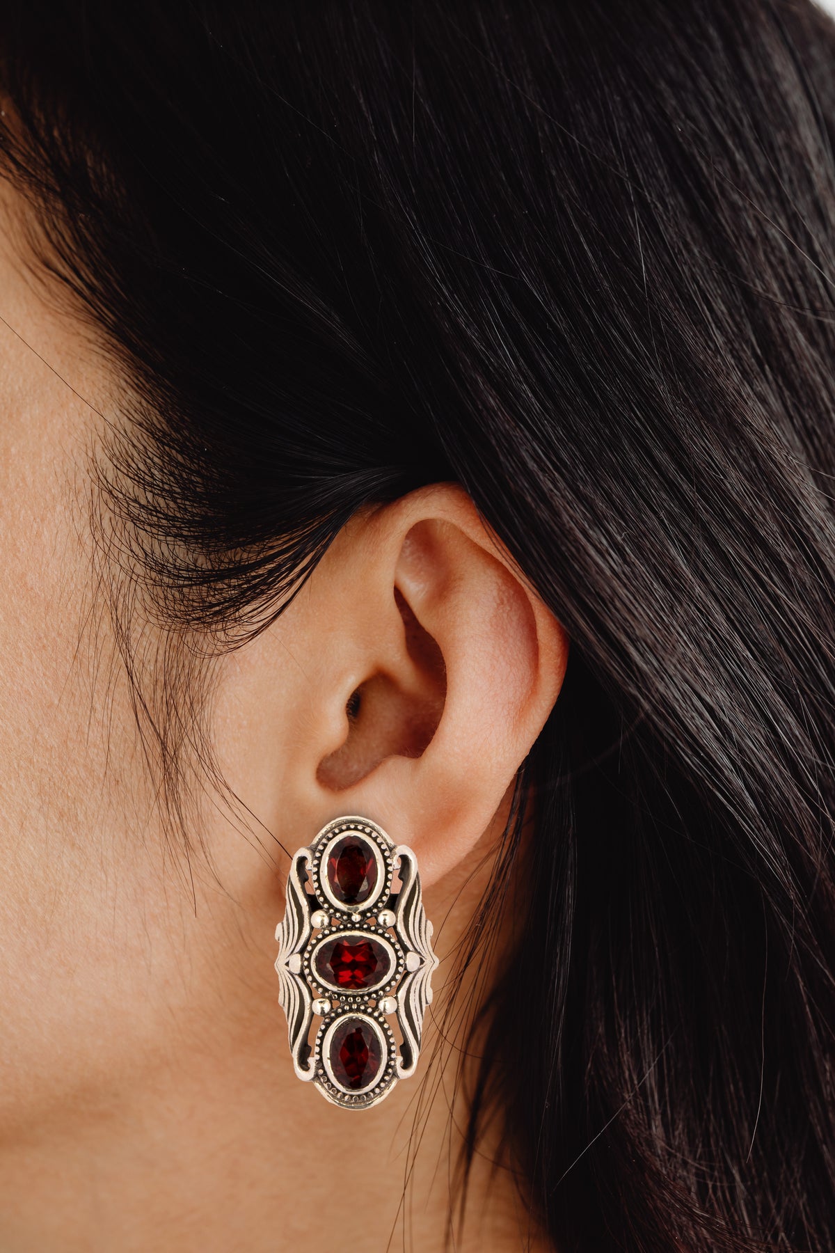 925 Sterling Silver Garnet Earrings view 3