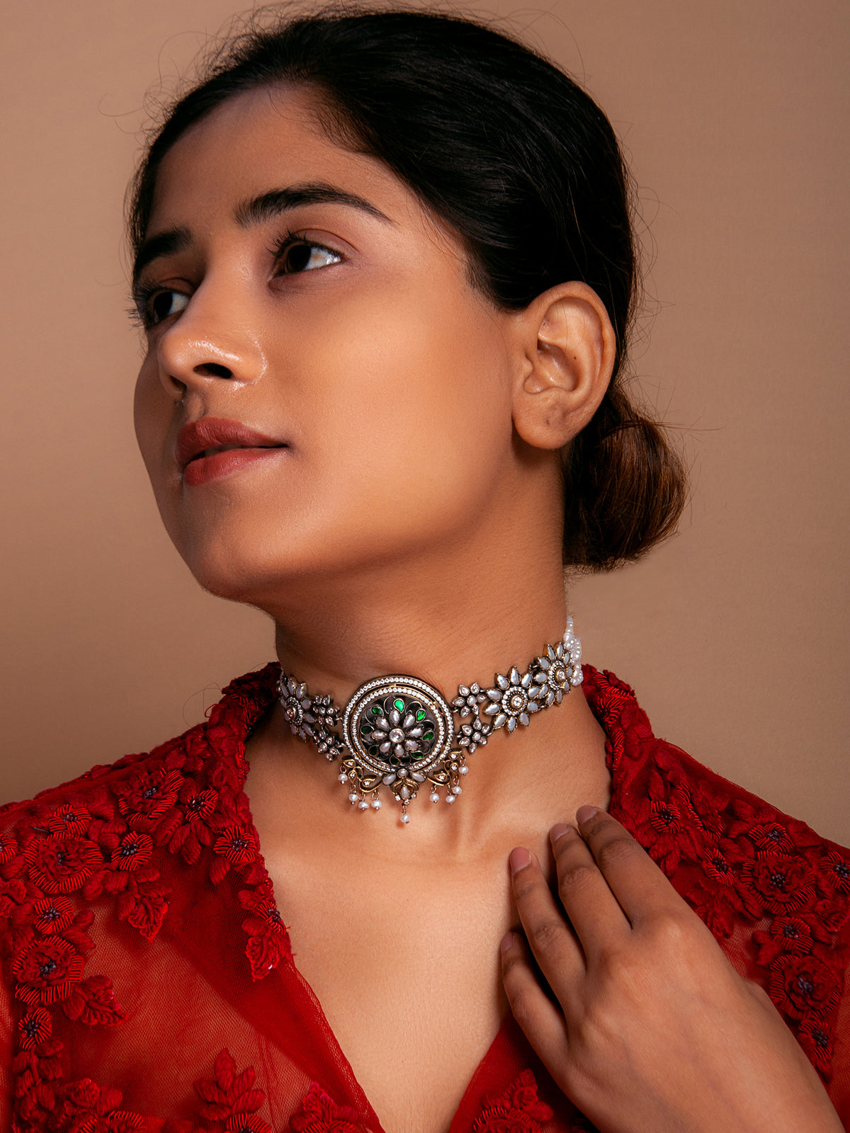 Svarnam Kundan Choker Necklace view 6