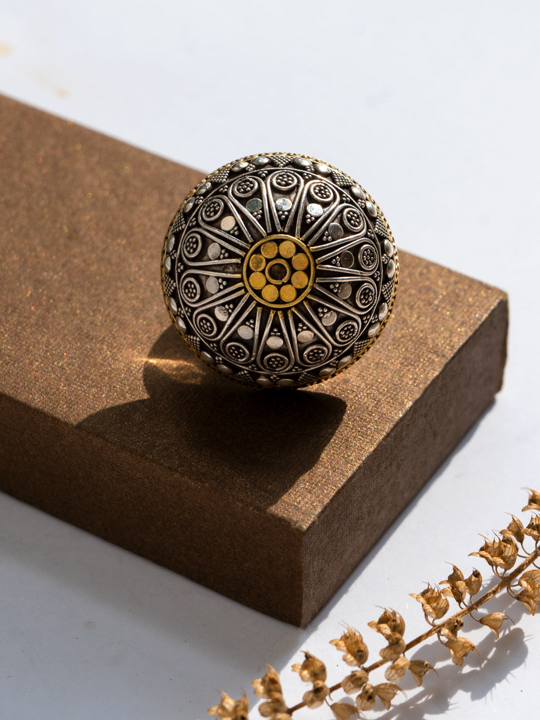 Two Toned Dome Adjustable Ring view 2