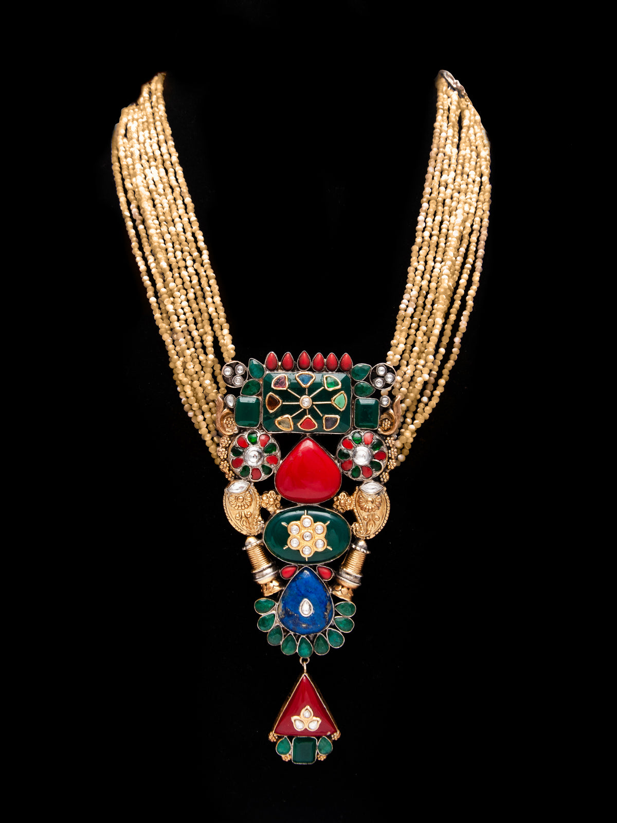Svarnam Fusion Statement Necklace with Natural Stones view 3