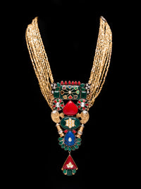 Svarnam Fusion Statement Necklace with Natural Stones view 3