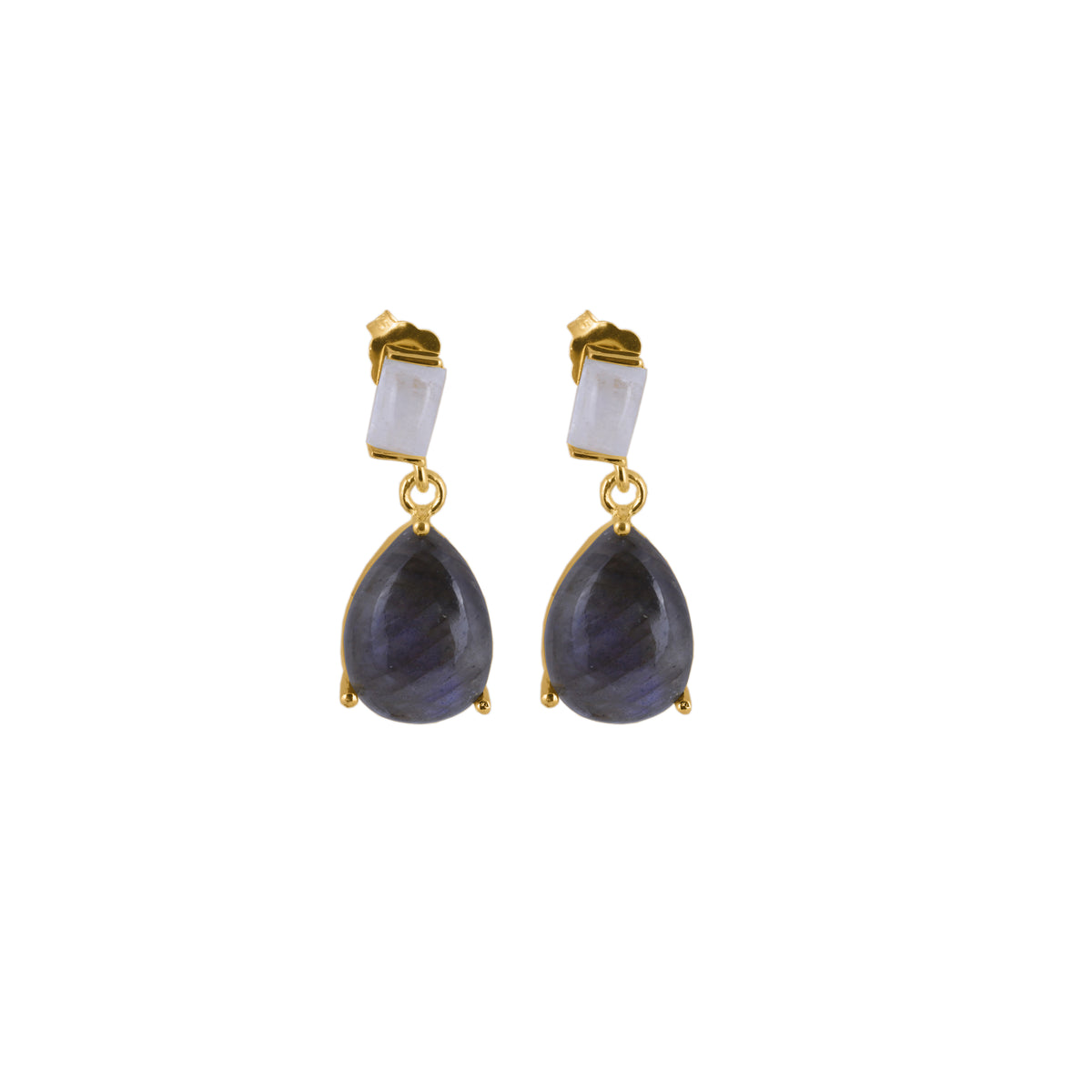 925 Silver Gold Plated Tear-Drop Earrings view 3