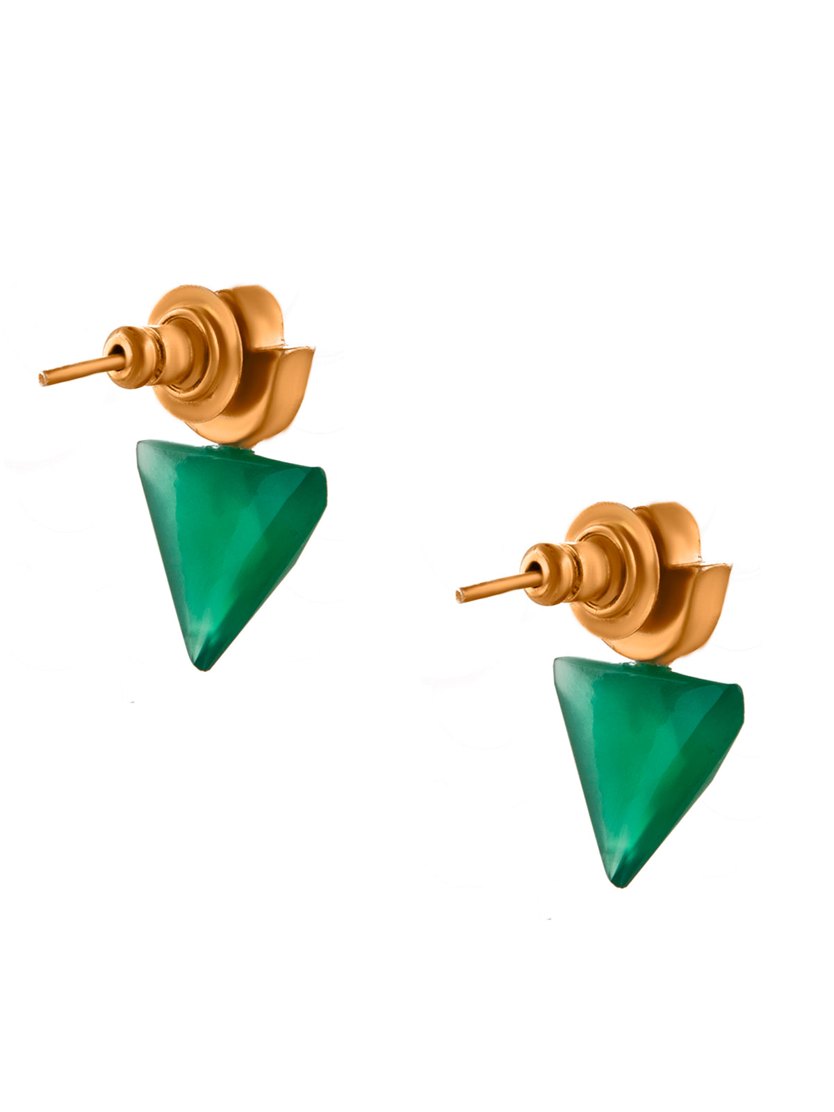 Aurora Green Onyx Triangle Studs view 4