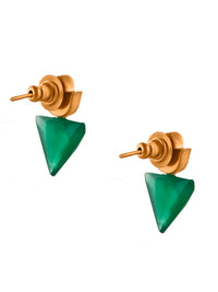 Aurora Green Onyx Triangle Studs view 4