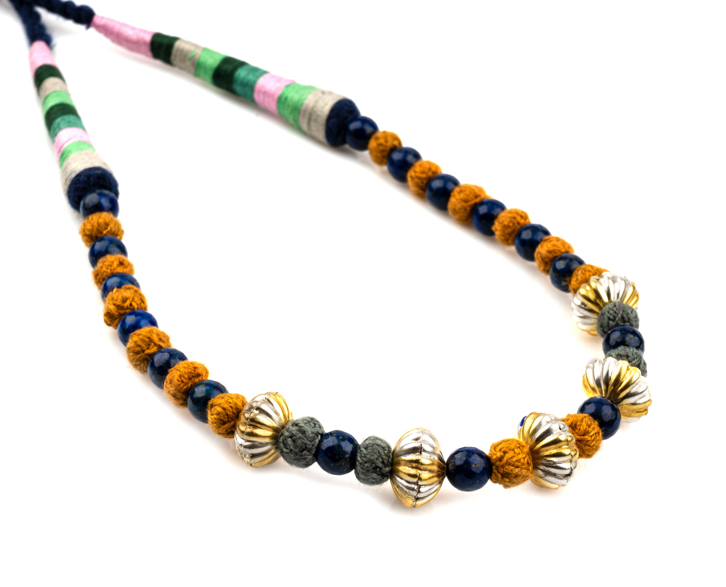 925 Sterling Silver Blue Lapis Beaded Multicolored Necklace