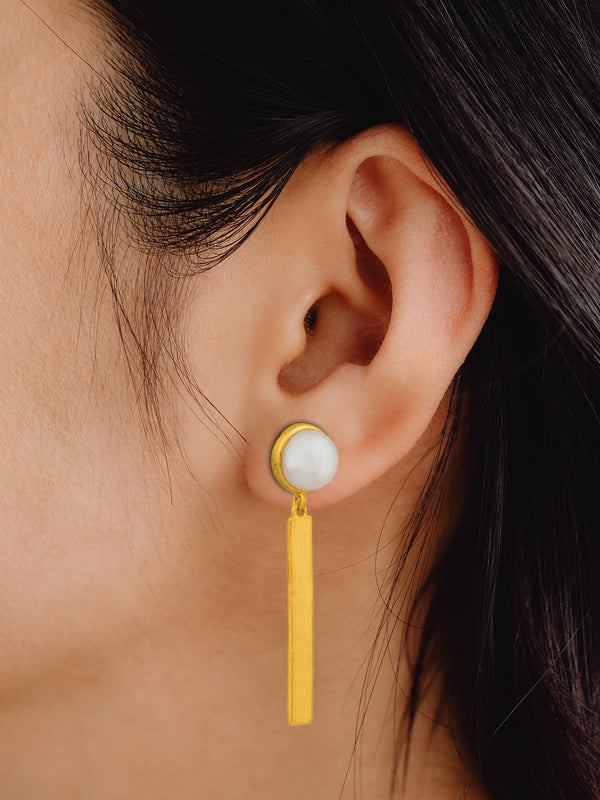 Pearl Gold Plated Lightweight Earrings alternate