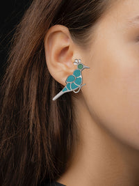 Turquoise Peacock Studs view 2