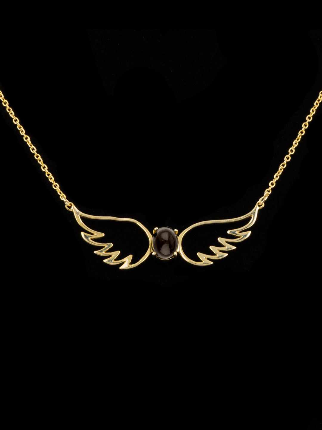 Dual Feather Black Onyx Gold Plated Necklace view 3