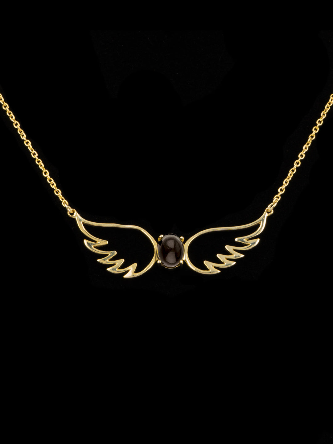 Dual Feather Black Onyx Gold Plated Necklace