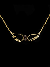 Dual Feather Black Onyx Gold Plated Necklace view 3