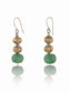 925 Sterling Silver Two Tone Bead Earrings with Melon Cut Green Onyx