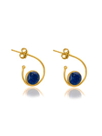 Modern Gold Plated Blue Lapis Earrings view 1