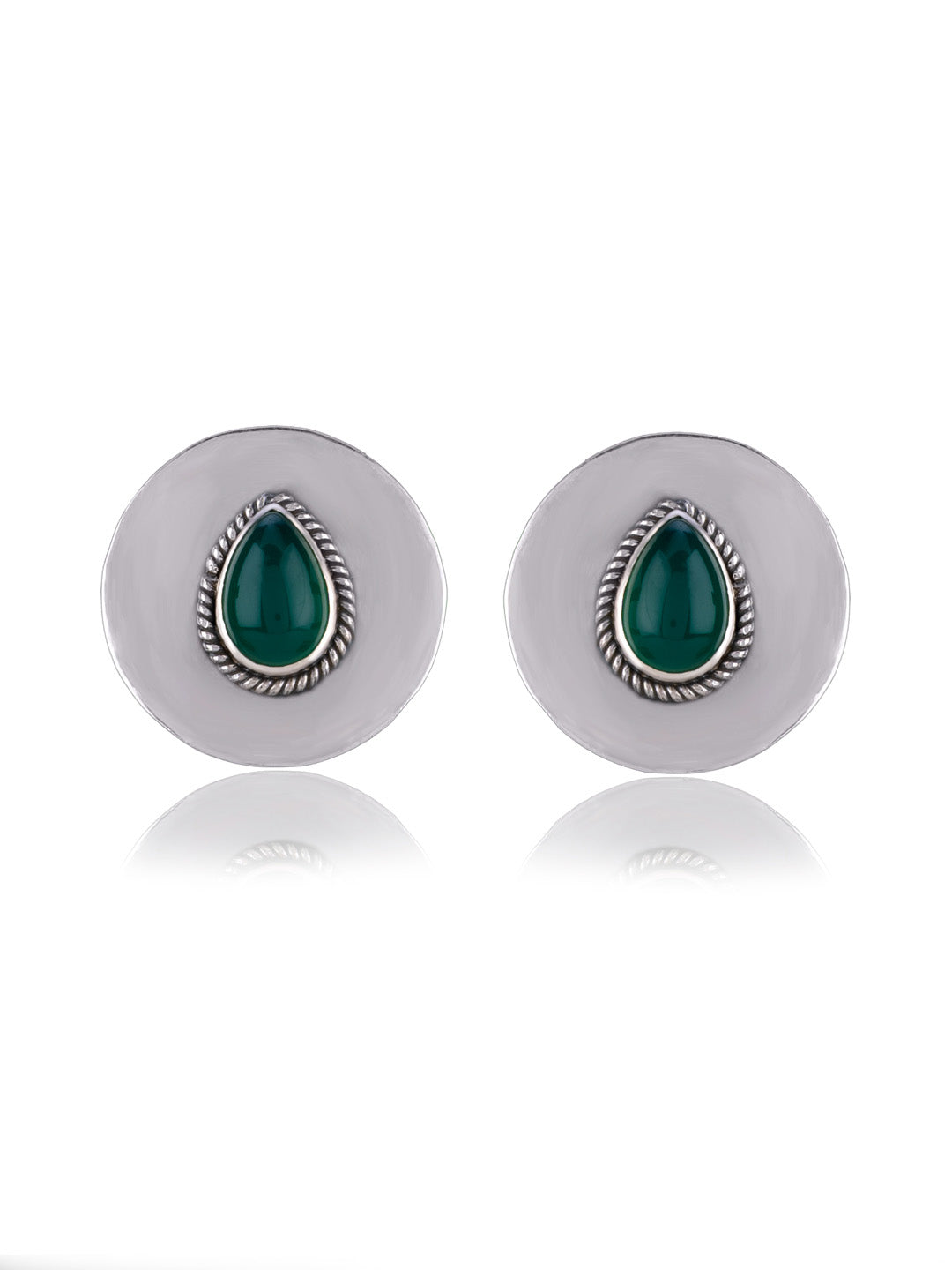 Green Onyx Disc Studs view 1
