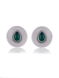 Green Onyx Disc Studs view 1