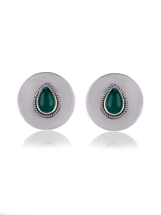 Green Onyx Disc Studs