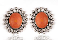 925 Sterling Silver Earrings with Checker and Coral view 1