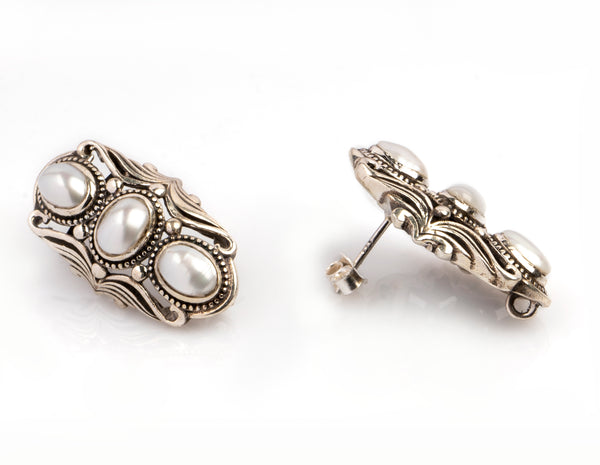 925 Sterling Silver Rawa Studs with Pearls alternate