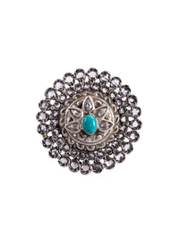 Silver Turquoise and Kundan Adjustable Ring view 3