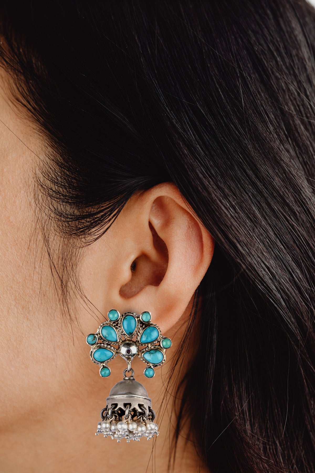 925 Sterling Silver Turquoise Jhumki view 3