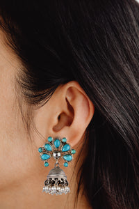 925 Sterling Silver Turquoise Jhumki view 3