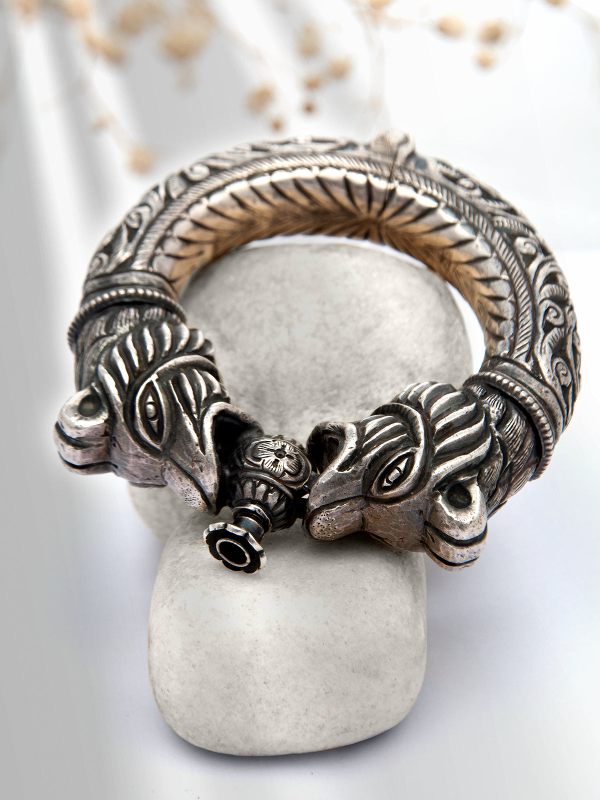 Silver Statement Lion Openable Bangle view 1