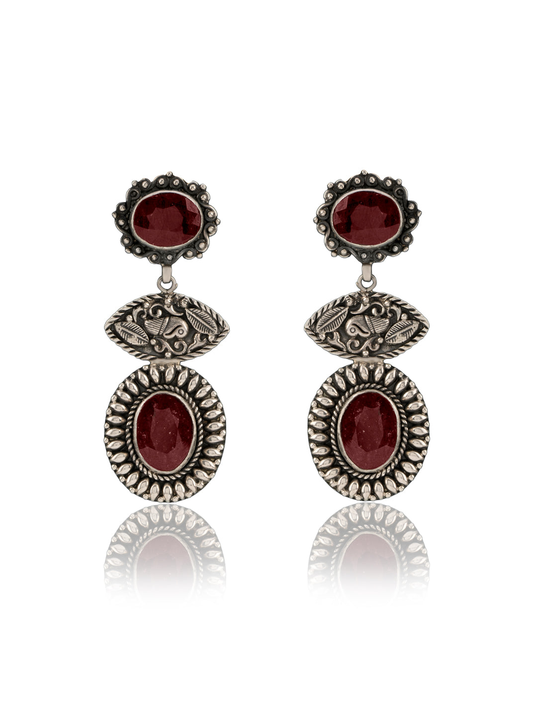 Garnet Oxidized Signature Earrings view 1
