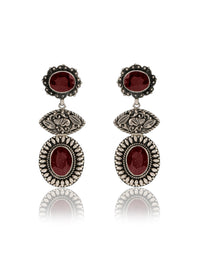 Garnet Oxidized Signature Earrings view 1