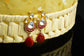 925 Silver Gold Plated Silver and Red Kunan Earrings with Drop - Neeta Boochra Jewellery
