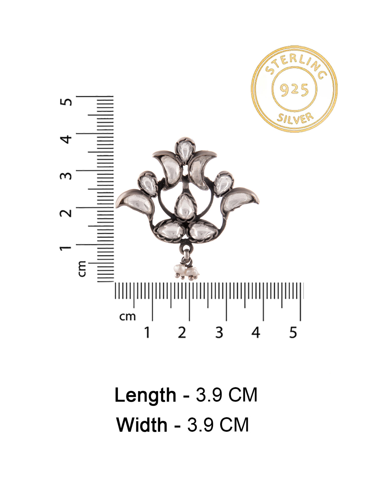 Silver Floral Kundan Studs view 5
