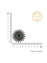 Star Silver Ring with Kundan and Green Onyx view 3