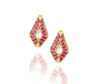 925 Silver Gold Plated White and Red Kundan Tilak Studs view 1