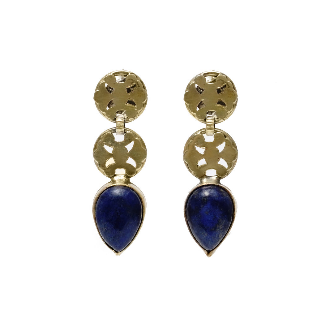 925 Silver Gold Plated Earrings with Blue Lapis - Neeta Boochra Jewellery