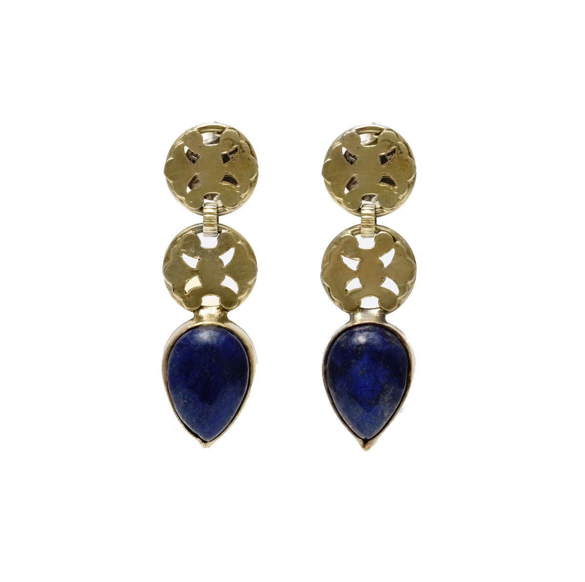 925 Silver Gold Plated Earrings with Blue Lapis view 4