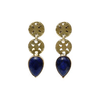 925 Silver Gold Plated Earrings with Blue Lapis view 4