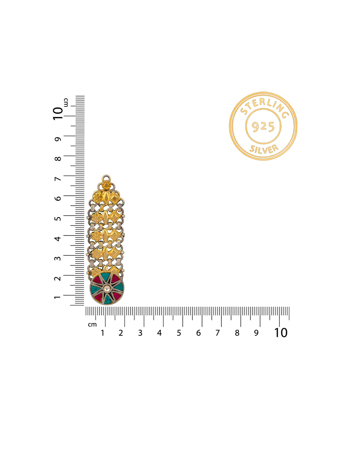 925 Sterling Silver Gold Plated Earrings with Kundan Motif view 4