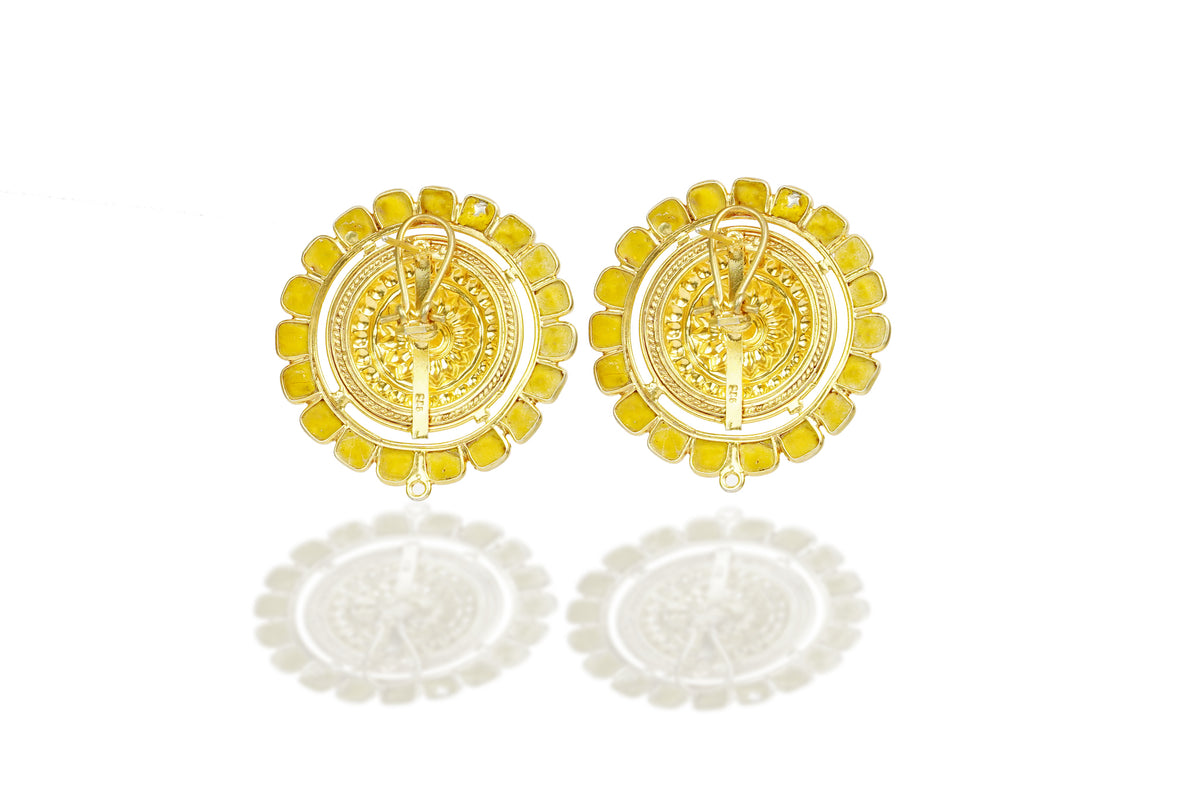 925 Silver Gold Plated Big Kundan Earrings view 3