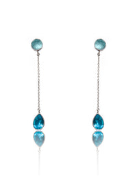 925 Sterling Silver Long Earrings with Multicolored Gemstone view 3