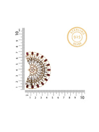 925 Sterling Silver Gold Plated Ruby Earringss/Ear Cuffs view 5