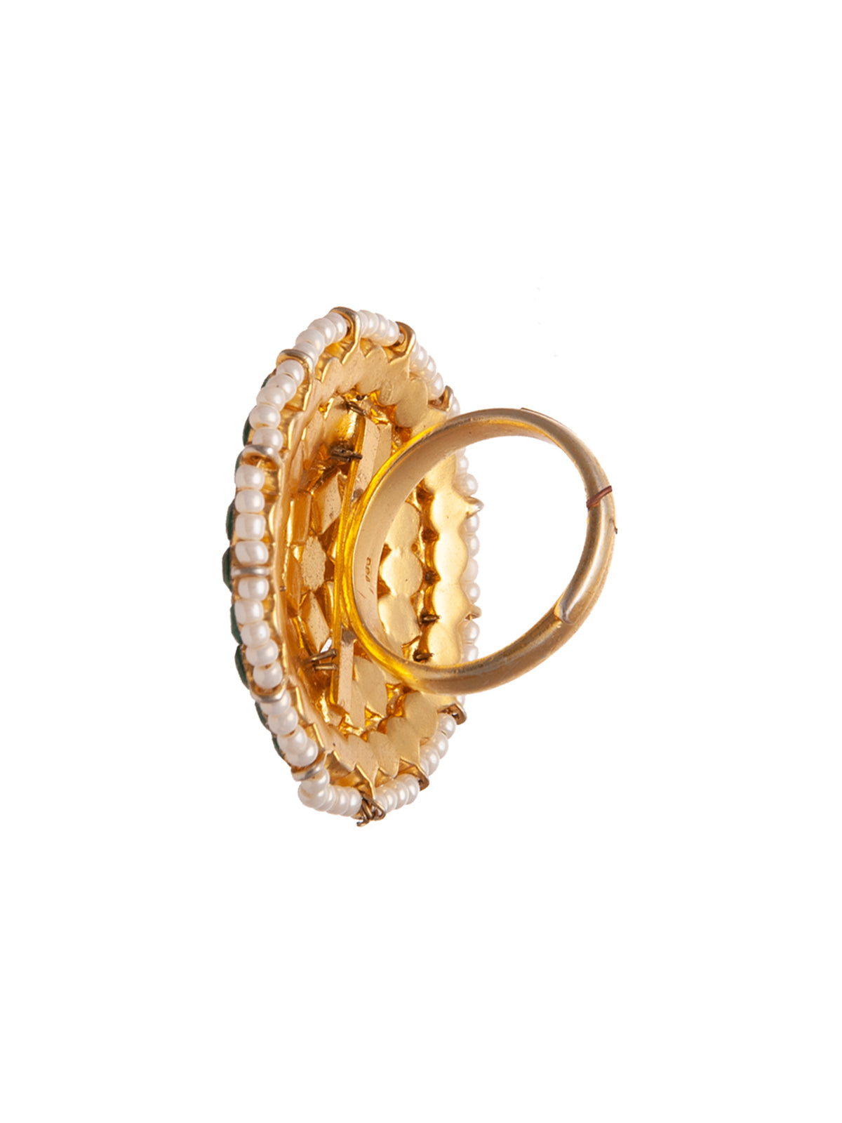 Svarnam Round Kundan Ring view 6