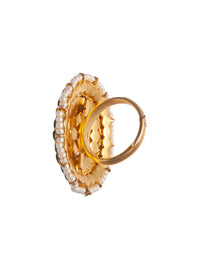 Svarnam Round Kundan Ring view 6