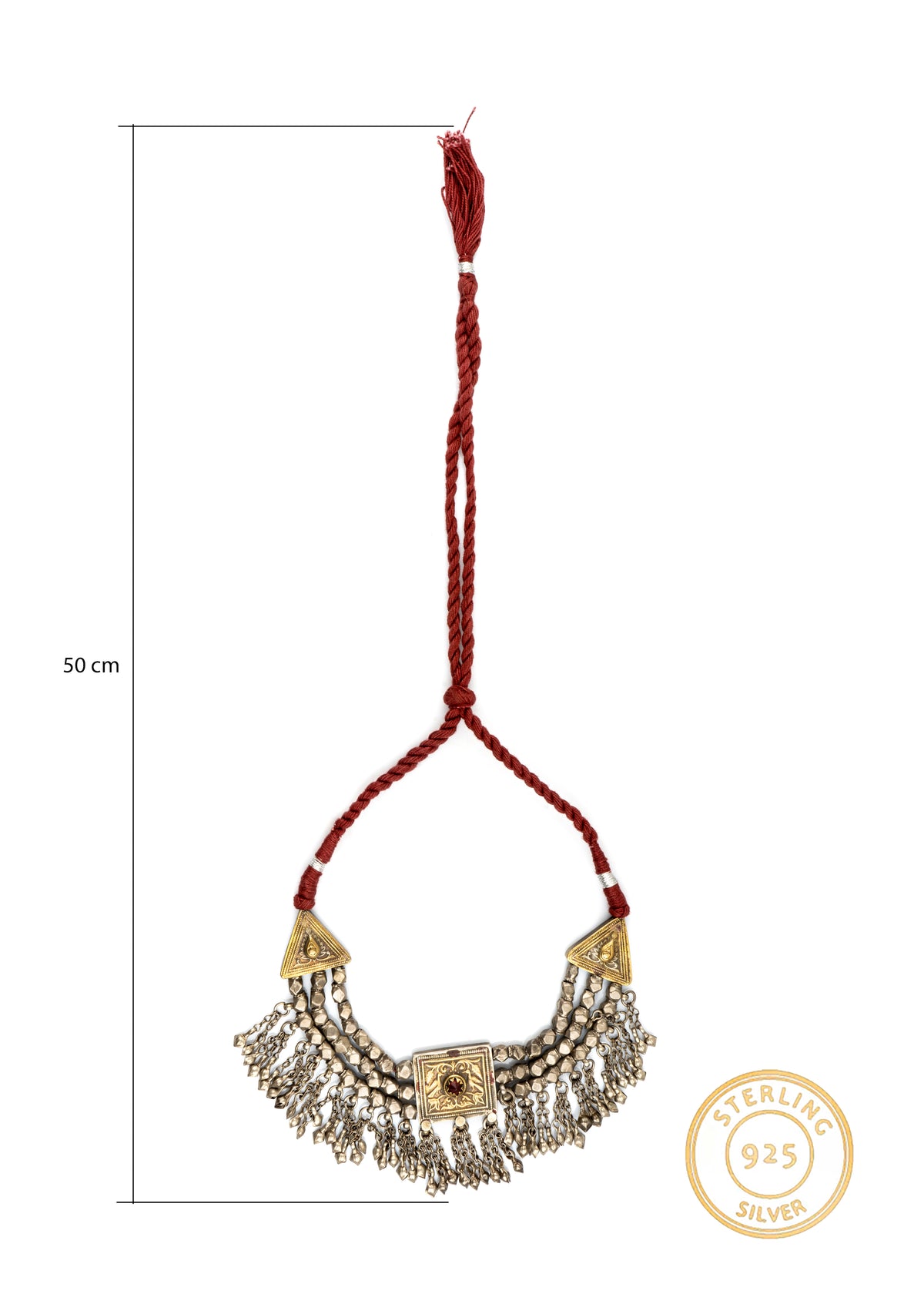 925 Sterling Silver Oxidized Two Tone Statement Necklace view 4