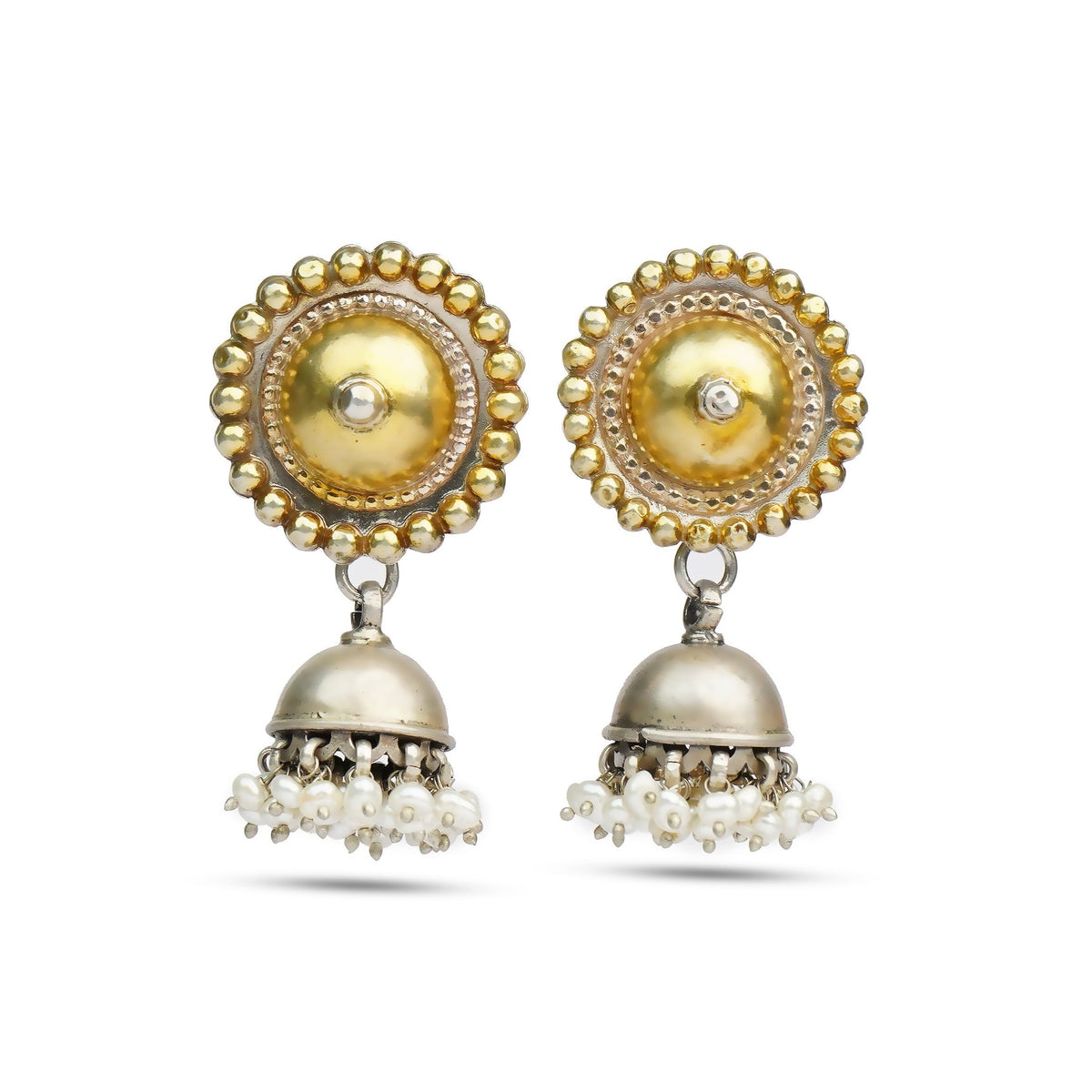 Silver Two-Tone Gold plated Rawa Jhumki view 1