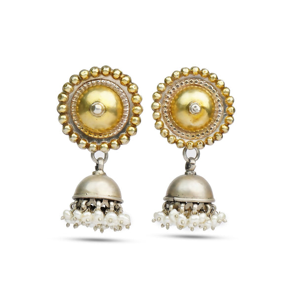 Silver Two-Tone Gold plated Rawa Jhumki
